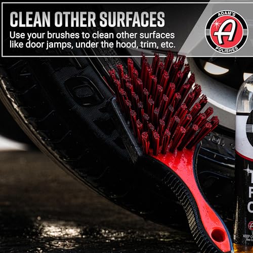 Adam's Wheel & Tire Brush Combo (2-Item) - Includes Wheel Brush & Tire Brush for Cleaning Rubber, Plastic, Chrome, Metal, Aluminum, Rim & Spoke Surfaces - size: 2-Item