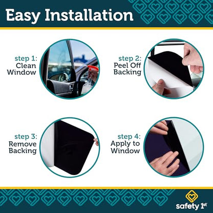 Safety 1st Cling Car Window Shades for Baby, 4 Pieces, Sun Blocker and UV Protection, Static Cling Privacy Shade, Black Tint - size: Pack of 4