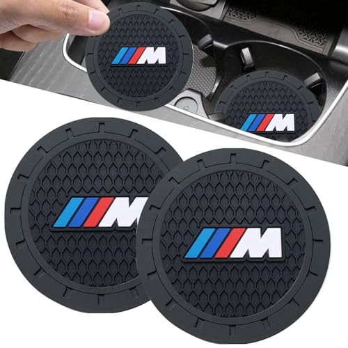 Car Cup Holder Coaster Fit for BMW M M2 M3 M4 Recessed Silicone Cupholder Coaster Interior Accessories 2.75in 2Pack - color: Black-05