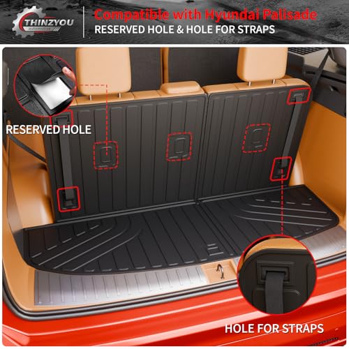 Trunk Mat Compatible with 2026 Hyundai Palisade Gas Cargo Liner Cargo Mat TPE All Weather Back Seat Cover Protector Trunk Liner Palisade Accessories (Trunk Mat with Backrest Mat) - style: For Hyundai Palisade | 2026