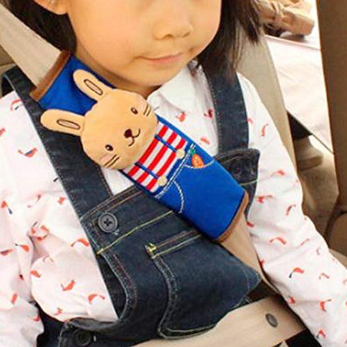 Tianmei 2Pcs Cute Cartoon Doll Styling Car Seat Belt Cover Shoulder Strap Pad (Rabbit) - color: Rabbit Navy - 2PCS