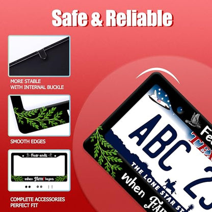 Personalized License Plate Frame Fear Ends When Faith Begins License Plate Frames Christian Auto Accessory Bracket Stainless Steel Funny License Plate 6.3 x12.3 Inch - color: Fear Ends When Faith Begin