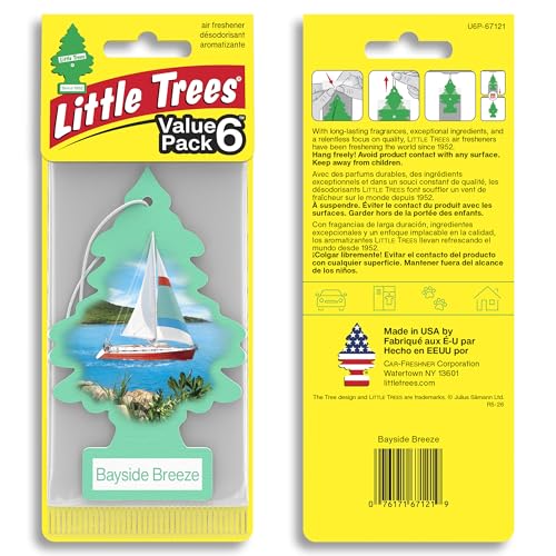 LITTLE TREES Car Air Freshener | Hanging Tree Provides Long Lasting Scent for Auto and Home | 24 Air Fresheners |Bayside Breeze - color: Bayside Breeze