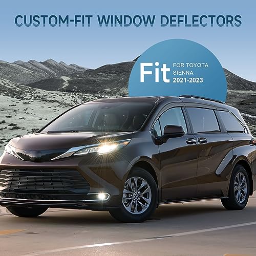 Black Rain Guards Fit for Toyota Sienna 2021 2022 2023 Tape-On Side Shatterproof Window Visor Window Deflectors, Rain Visors, 8-Piece Set - size: Fit for Toyota Sienna 2021-2023 TapeOn