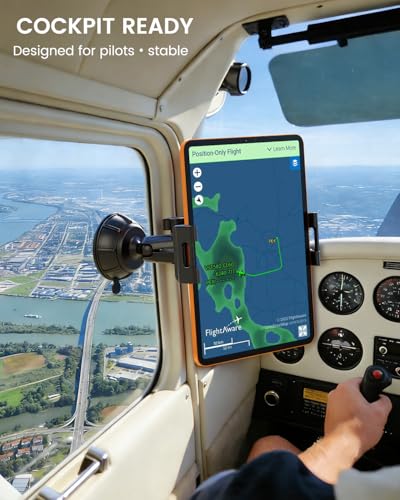 OHLPRO Tablet Holder for Pilot Aircraft Windshield, Anti-Vibration Suction Cup Aviation Mount, Fits 5-13" iPad Pro 12.9, Mini 6, Air & Thick Cases, Heavy Duty for Car Dashboard, Cockpit, Truck - size: for 4.5-12.9'' Device
