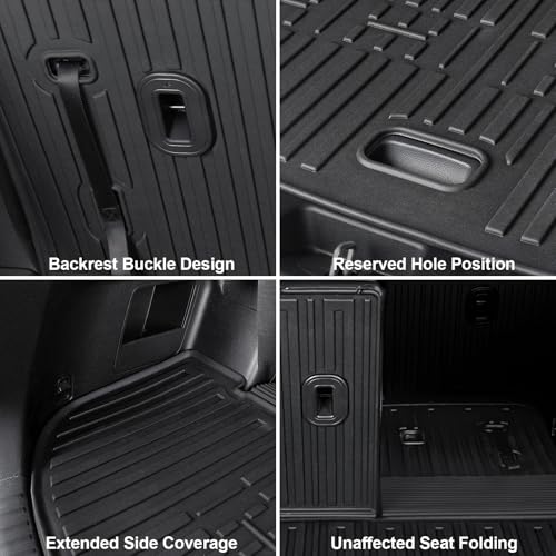Floor Mats for Kia Telluride 2020-2025, All Weather Floor Mats Trunk Cargo Liner with Backrest Protectors Accessories, Full Coverage Set (Fit 7/8 Sests) - size: For Kia Telluride | 2020-2025