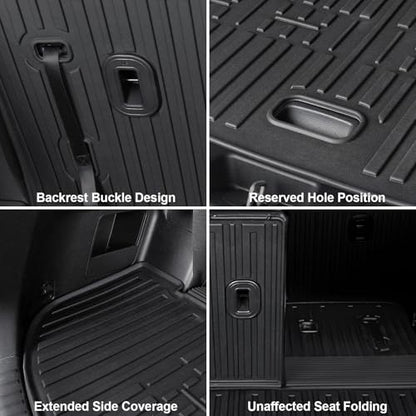 Floor Mats for Kia Telluride 2020-2025, All Weather Floor Mats Trunk Cargo Liner with Backrest Protectors Accessories, Full Coverage Set (Fit 7/8 Sests) - size: For Kia Telluride | 2020-2025