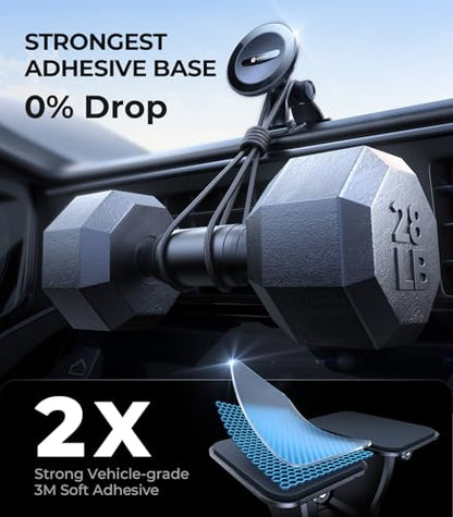 VICSEED 2025 Upgrade for MagSafe Car Mount [Strongest Dashboard Adhesive & 25N Magnetic] Cell Phone Holders for Your Car, 360° Adjustable Phone Holder Mount for All Smartphones & Vehicles - color: Z-Black