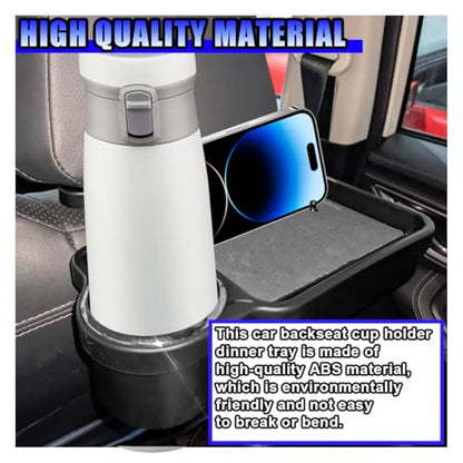 Car Cup Holder Tray, Foldable Car Backseat Organizer Food Tray for Eating, Multifunctional Detachable Headrest Drink Trays Desk for Most Vehicles Road Trips