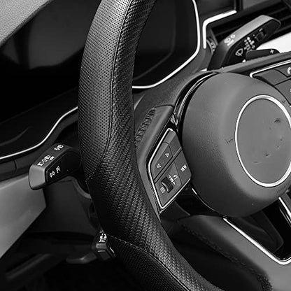 YHONGJT Soft Microfiber Leather Anti-Slip Car Steering Wheel Cover, Universal Fit 15 Inch for Women Girls, Fit Vehicles, Sedans, SUVS, Vans, Trucks - Black - color: C-Black