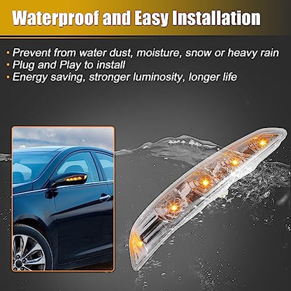 X AUTOHAUX 1 Pair Car 4 LED Front Left and Right Side Mirror Turn Signal Light 87613-3S000 87623-3S000 for Hyundai Sonata 2011-2014