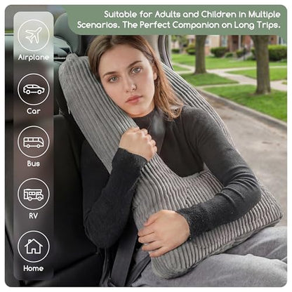 HIGOGOGO Washable Travel Pillow, Car Pillow for Kids & Adults, Travel Pillows with Removable Soft Cover and High-Support Foam, Fix Neck and Body Sitting/Sleeping on The Trip, Dark Grey - color: U-dark Grey