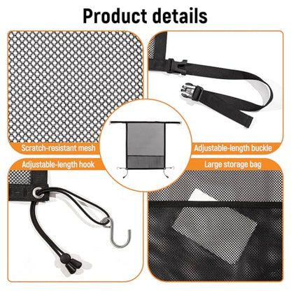 Dog Car Barrier,Car Divider Net for Dogs,Pet Barrier with Organizer,Dog Barrier for Car,SUV,Truck - size: Medium