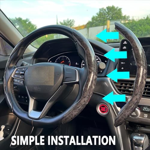 Steering Wheel Cover, Wood Grain Steering Wheel Cover, Car Wheel Cover for Men/Women, Universal Fit for 99% Car Steering Wheel,Steering Wheel Accessories(Wood Grain-Black) - color: Wood grain-Black