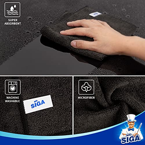 MR.SIGA Microfiber Cleaning Cloth, All-Purpose Microfiber Towels, Streak Free Cleaning Rags, Pack of 12, Black, Size 32 x 32 cm(12.6 x 12.6 inch) - color: Black