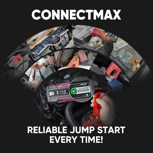 LOKITHOR J400 Jump Starter with ConnectMax Tech, 2000A 12V Battery Jumper Starter Portable, Lithium Jump Box and Jump Pack for Up to 8.0-Liter Gas and 6.0-Liter Diesel Engines, Smart Digital Screen - color: Pink
