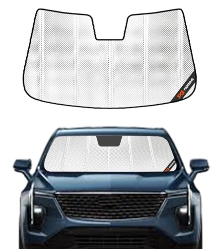 Pigenius Windshield Sun Shade for Cadillac XT4 2019-2025. Reflective Aluminum Film Front Window Sunshade - BLAZBLOCK - color: Classic Shiny Silver, size: 2019-2025 XT4