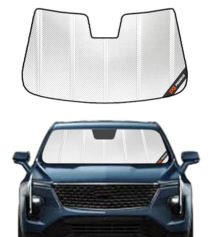 Pigenius Windshield Sun Shade for Cadillac XT4 2019-2025. Reflective Aluminum Film Front Window Sunshade - BLAZBLOCK - color: Classic Shiny Silver, size: 2019-2025 XT4