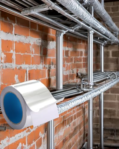 Sliver 3 inch x 65 feet Thickness 4.0 mil/0.1mm Aluminum Foil Tape Aluminum Air Duct Tape Professional Adhesive Aluminum Foil Tape for HVAC Pipe Repairs or More