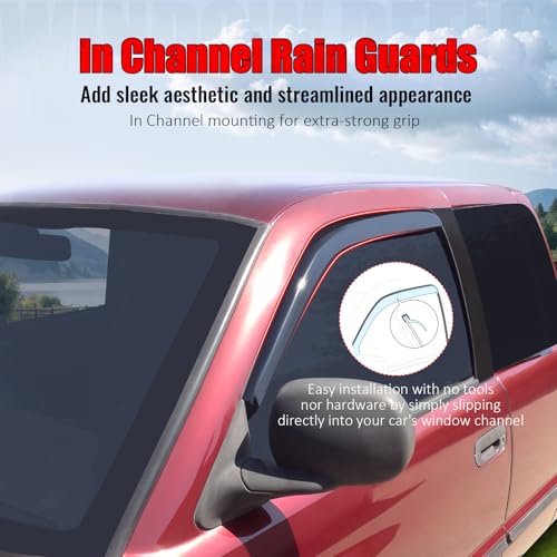 IKON MOTORSPORTS in Channel Window Visors Compatible with 1994-2001 Dodge Ram, Smoke Slim Style Wind Deflector 2Pcs, 1995 1996 1997 1998 1999 2000