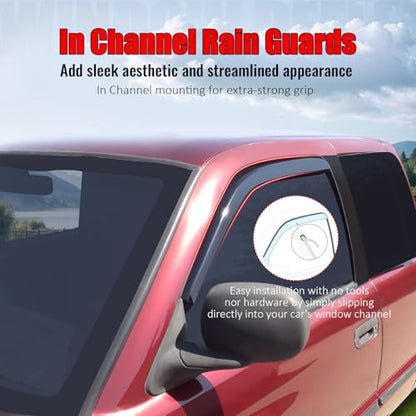 IKON MOTORSPORTS in Channel Window Visors Compatible with 1994-2001 Dodge Ram, Smoke Slim Style Wind Deflector 2Pcs, 1995 1996 1997 1998 1999 2000
