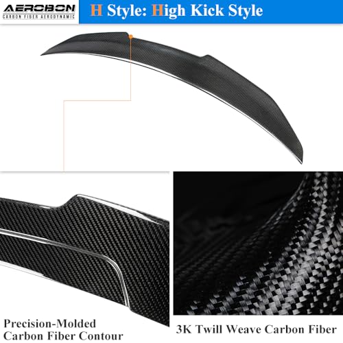 AeroBon Real Carbon Fiber Trunk Spoiler Compatible with 2014-2020 Audi A3 S3 RS3 Spoiler 8V Sedan Rear Spoiler (H Style) High Kick - size: H