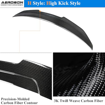 AeroBon Real Carbon Fiber Trunk Spoiler Compatible with 2014-2020 Audi A3 S3 RS3 Spoiler 8V Sedan Rear Spoiler (H Style) High Kick - size: H
