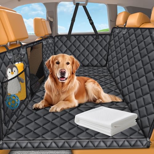 URPOWER Hard Bottom Dog Car Seat Cover for Pets 100% Waterproof Seat Cover Hammock 600D Heavy Duty Scratch Proof Nonslip Durable Soft Back Seat Covers for Cars Trucks and SUVs - color: Matte Black, size: Standard - 54" Length