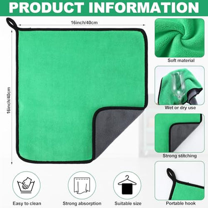 Nuenen 20 Pcs Microfiber Car Drying Towels Microfiber Cleaning Cloth 800 GSM Thick Plush Cleaning Dusting Cloth Auto Detailing Absorbent Towels Rags for Car Household Kitchen Window(Grey and Green) - color: Grey and Green