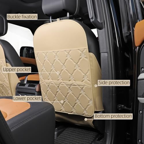 TAIKOO Seat Back Protector + Large Capacity Pocket Storage Organizer,Preventing The Impact of Children Stepping on The Seat Backrest (Style B-Beige) - color: Style B-Beige