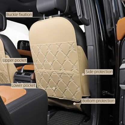 TAIKOO Seat Back Protector + Large Capacity Pocket Storage Organizer,Preventing The Impact of Children Stepping on The Seat Backrest (Style B-Beige) - color: Style B-Beige