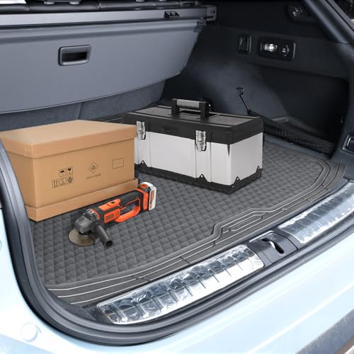 CAR PASS Gray Rubber Car Floor Mats & Cargo Liners, Durable Anti-Slip 3D Rhombus Waterproof Automotive Pad Trim Fit Liner All-Weather Trunk Mats Full Set Universal Fit Auto Van Sedan SUV Truck Gray - color: Gray With Cargo Liners