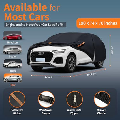 Waterproof Car Cover All-Weather,Full Exterior Automobiles Cover for SUV 182-190 inch Universal Fit Toyota RAV4, Honda CRV, Tesla Model Y, Audi Q5, Chevrolet Equinox, Nissan Rogue etc. - size: Fit Suv Jeep Length 182-190 Inch(yl)