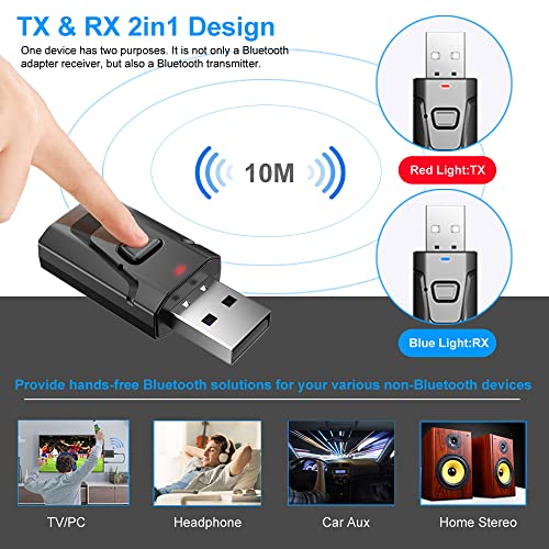 Bluetooth Car Aux Adapter, Wireless 5.0 Stereo Music Receiver Noise Cancelling Hands-Free Car Kits, Mini 3.5mm Jack Audio Adapter Transmitter for Car/Home Stereo, Speakers, PC, TV More Audio System