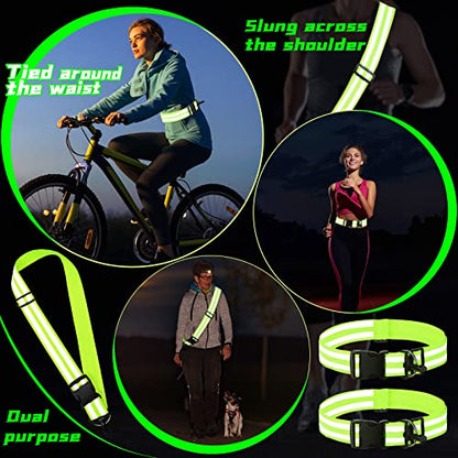 Saintrygo Reflective Sash for Walking at Night Running Gear Safety Reflective High Visibility Jacket Adjustable Sash for Walking Cycling at Night - color: Fluorescent Green