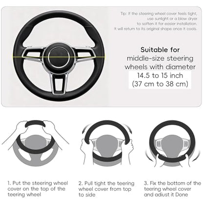 LABBYWAY Steering Wheel Cover, Universal Fit 15 Inch Microfiber Leather Car Wheel Protector, Anti-Slip, Black - color: black
