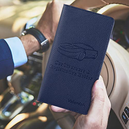 Valardoh Premium Car Registration and Insurance Card Holder, Car Document Holder for Cards, Driver License & other Essential Documents (Deep Blue) - color: Deep Blue