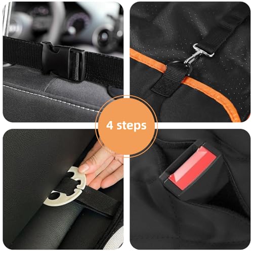 Scratchproof Dog Car Seat Cover For Back Seat, Waterproof Back Seat Pet Cover For Dogs With Mesh Window,Storage Pocket,Side Flap,Collapsible Nonslip Dog Seat Cover Universal Size Fit for Car/Truck/SUV