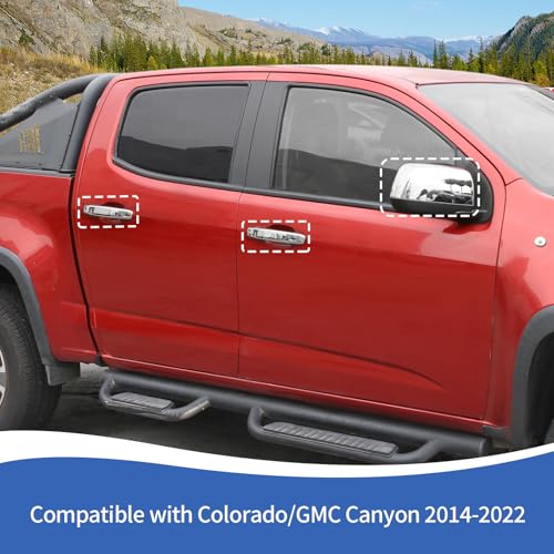 RAZPOY Chrome Door Handle Cover Rearview Mirror Cover Trim Kit Compatible with Chevy Colorado & GMC-Canyon 2014-2022 - color: Chrome