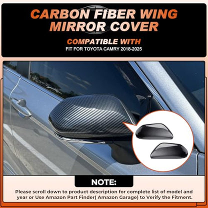 ACLONG Mirror Cover Caps Compatible with Toyota Camry 2018 2019 2020 2021 2022 2023 2024 2025 Carbon Fiber Side Mirror Cap Replacement Trim-Driver & Passenger Side-2 PCS - size: Fit for Toyota Camry 2018-2025-Carbon Fiber