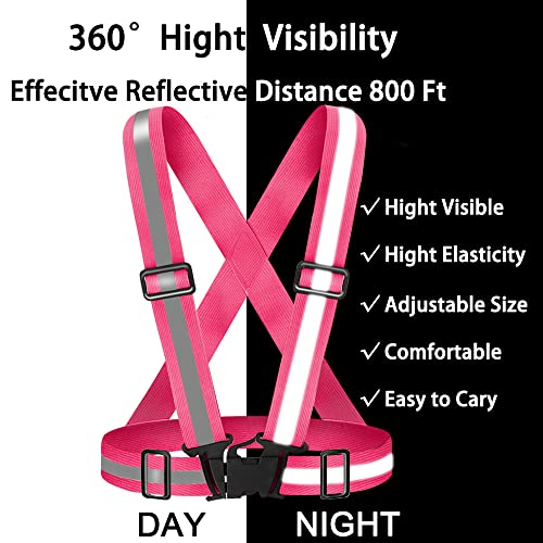 High Visibility Reflective Vest Safety Vest Running Reflective Gear Adjustable Reflective Vest for Walking,Jogging,Hiking,Night Cycling - color: Pink