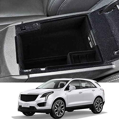 Center Console Organizer Armrest Storage Tray Compatible with Cadillac XT5 Accessories 2023 2022 2021 2020 Flocking Interior Armrest Insert Tray - color: Armrest Storage Tray 2023-2020
