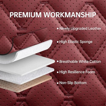 Car Seat Covers Front Seats Burgundy, Luxury Faux Leather Women Waterproof Non-Slip Seat Protector Universal Fit for Most Cars SUVs Trucks Pick-ups Car Accessories Interio(Wine Red-Front Seats) - color: Wine Red-Front Seats