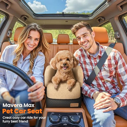 Portable Small Dog Seat for Car, Luxury Center Console Dog Car Seat Booster with Safety Tethers, Anti-Collapse Pet Travel Carseat for SUV, Truck (Black/Brown) - color: Black/Brown