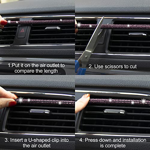LivTee Bling Car Air Vent Outlet Moulding Trim, 10PCS, Pink Rhinestone Diamond, Chrome Finish, PVC Material, Universal Fit - color: Bling Purple