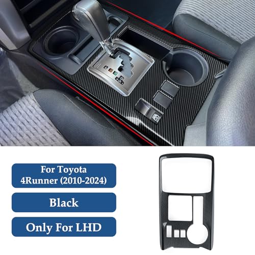 Car Carbon Fiber Decal Gear Shift Panel ABS Sticker Cover Interior Trim Accessories for Toyota 4Runner SUV 2010-2025 Black - color: Gear Shift