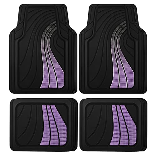Road Comforts Car Floor Mats Full Set – Front & Rear Car Floor Mats with Aluminum Design, Anti-Slip Backing, All-Weather Protection, Trim-to-Fit Car Mats for Most Sedans, SUVs & Vans - Purple - color: Purple