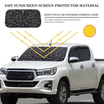 Woanger Windshield Sun Shade Foldable Car Front Window Covers for Car Accessories Sun Heat UV Rays Visor Protector Protection for Universal Cars SUV Truck (Starry Night) - style: Starry Night