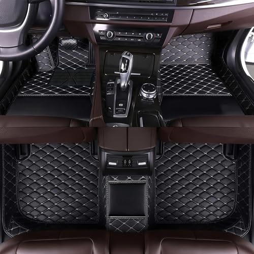 Custom Personalized Floor Mats for Cars，Luxury Full Coverage All Car Floor Mats，Anti-Slip Leather Car Mat Set ，Custom Floor Mats for 99% of Cars, Trucks & SUVs. (Black and White) - color: Black and white