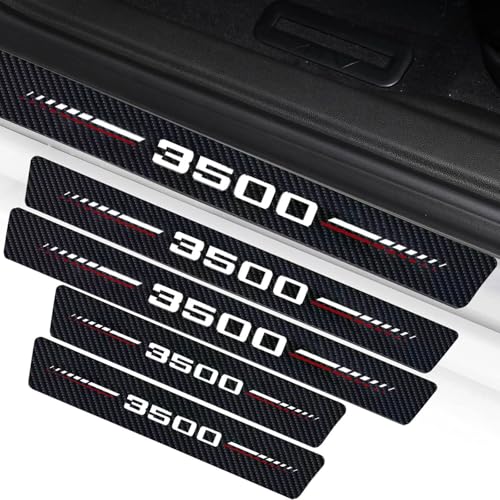 Car Door Sill Protectors Compatible with Dodge RAM 3500 Accessories- 4Pcs Door Entry Guard Scuff Sill Protector Plate- Carbon Fiber Anti-Scratch Sticker- Upgraded Full Coverage - color: 3500 white&red